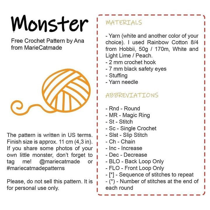 monster free crochet pattern