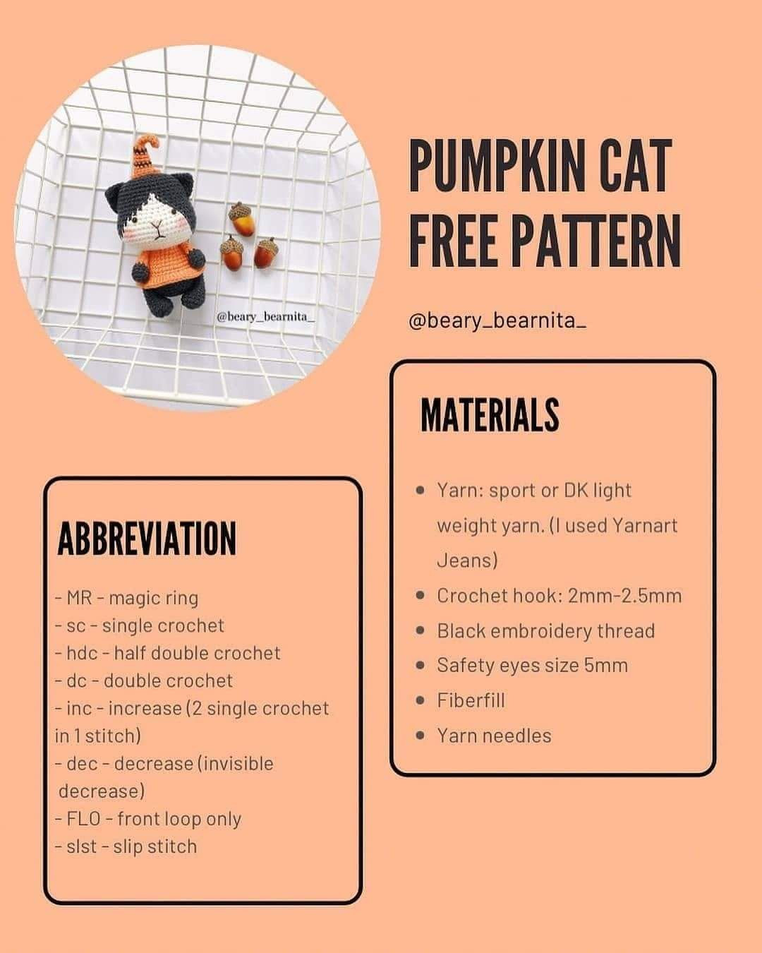 pumpkin cat free pattern