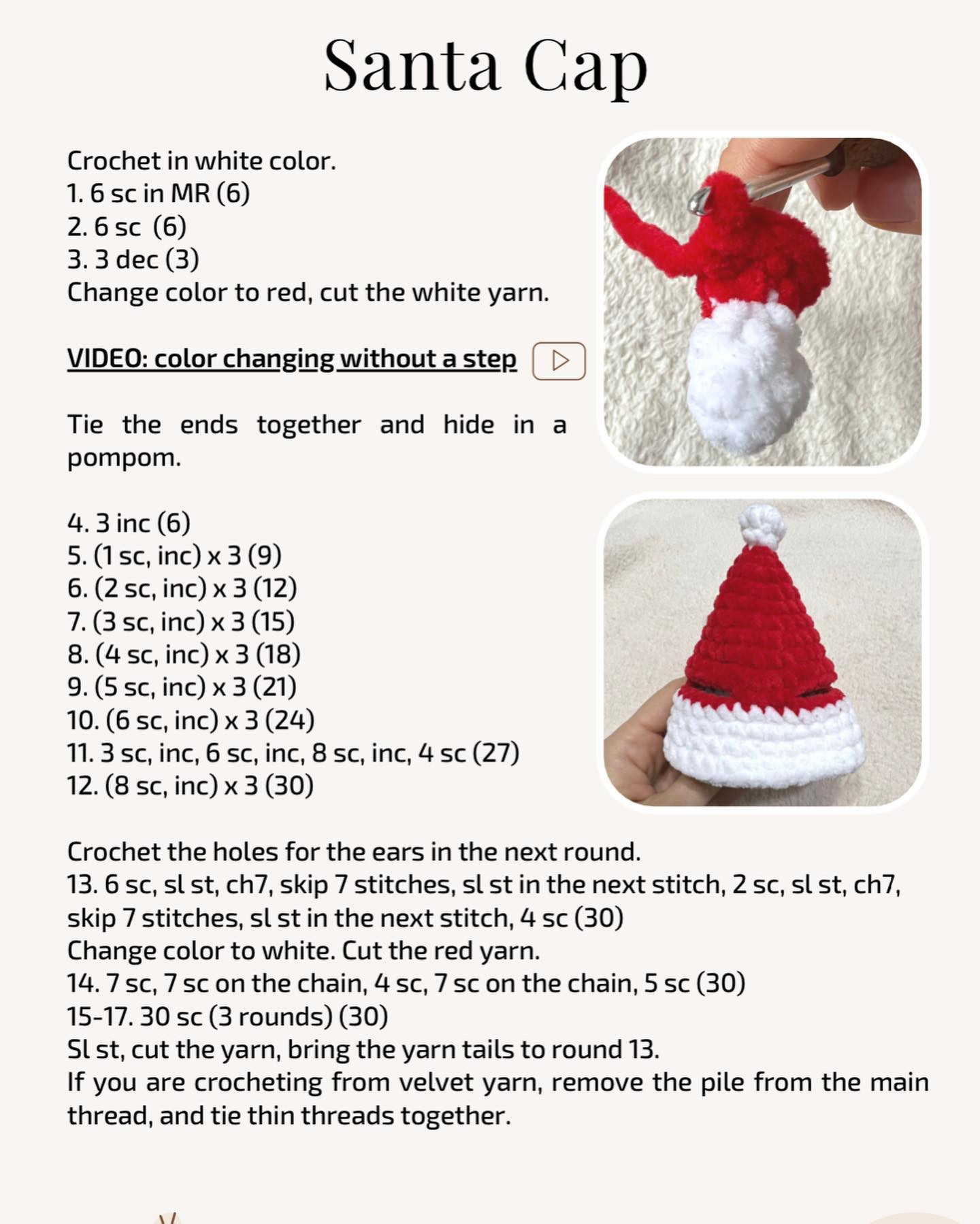 santa cap scarf free pattern