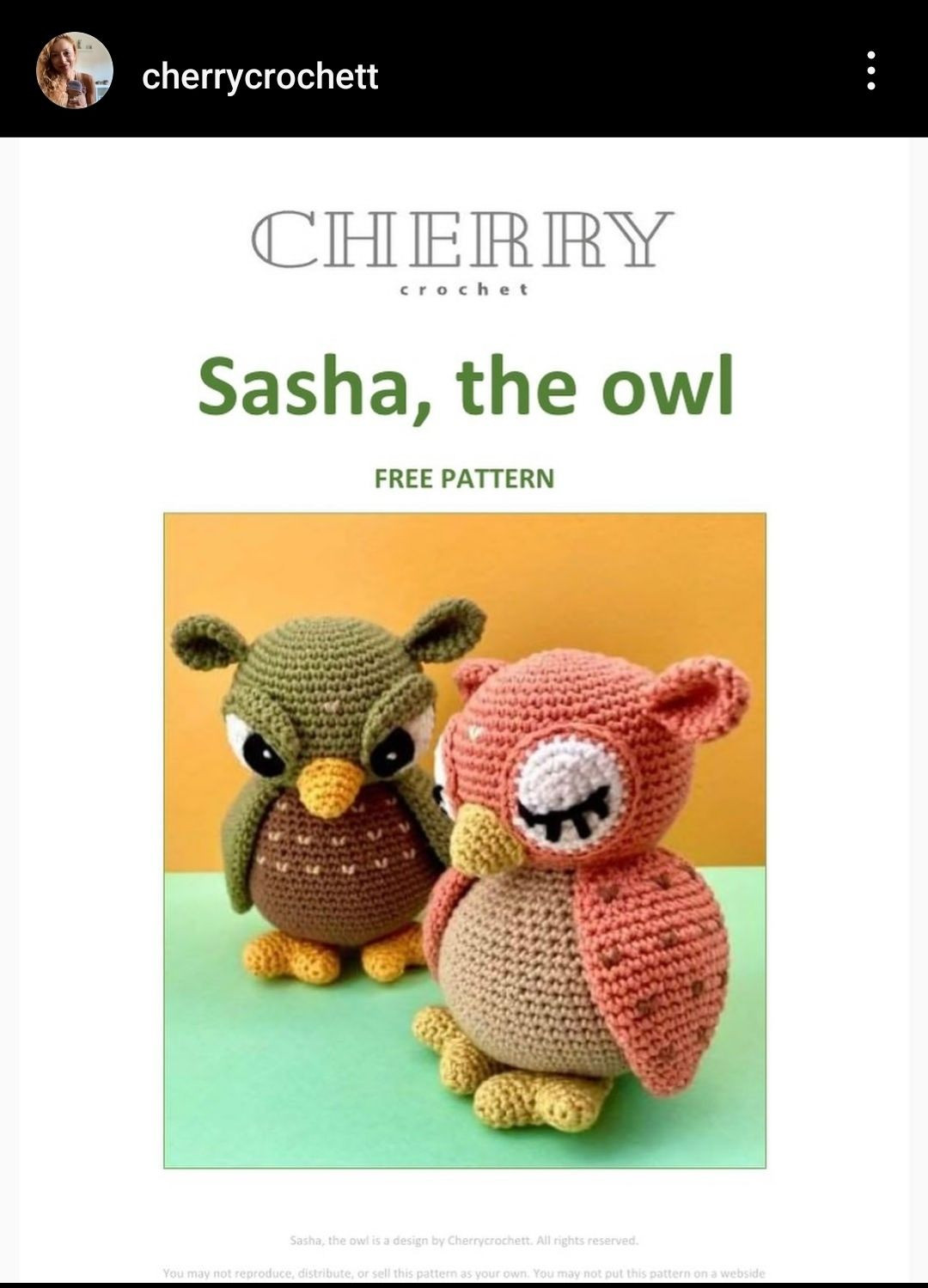 sasha, the owl free pattern