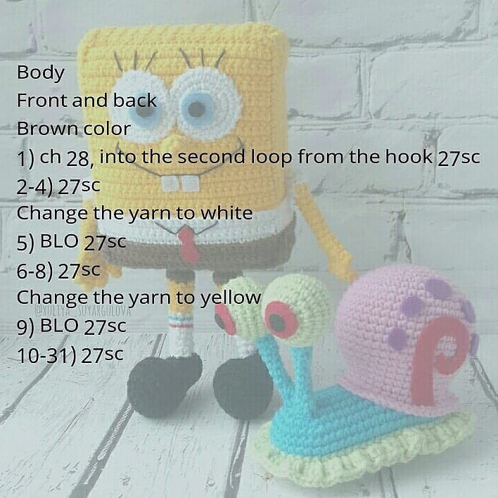 spongebob free pattern
