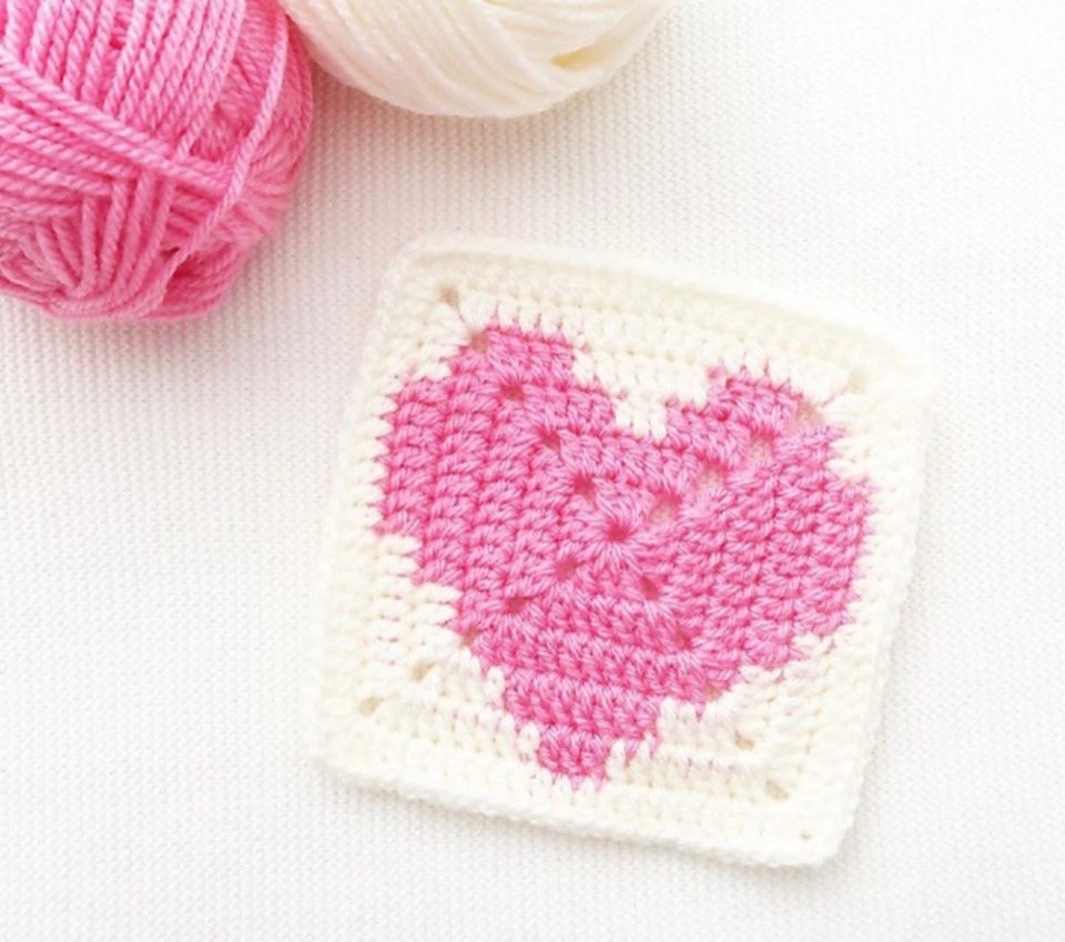 square and heart shape, crochet pattern