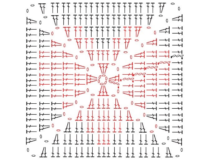 square and heart shape, crochet pattern