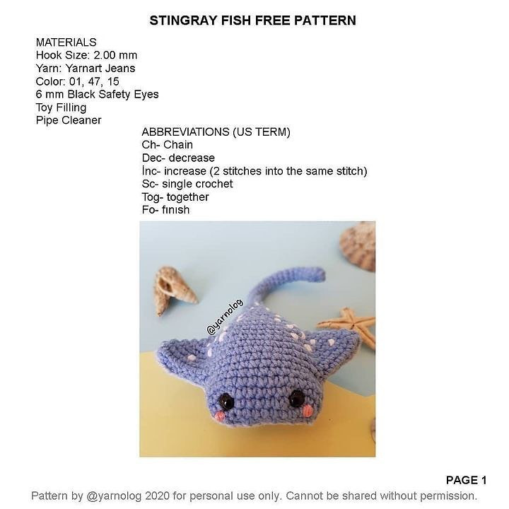 stingray fish free pattern