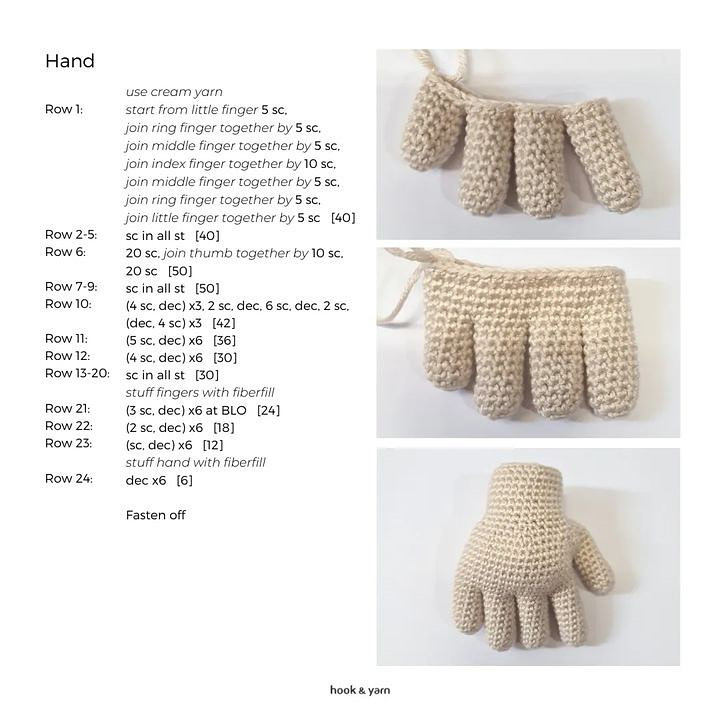 thing free crochet  pattern, hand character in wednesday movie