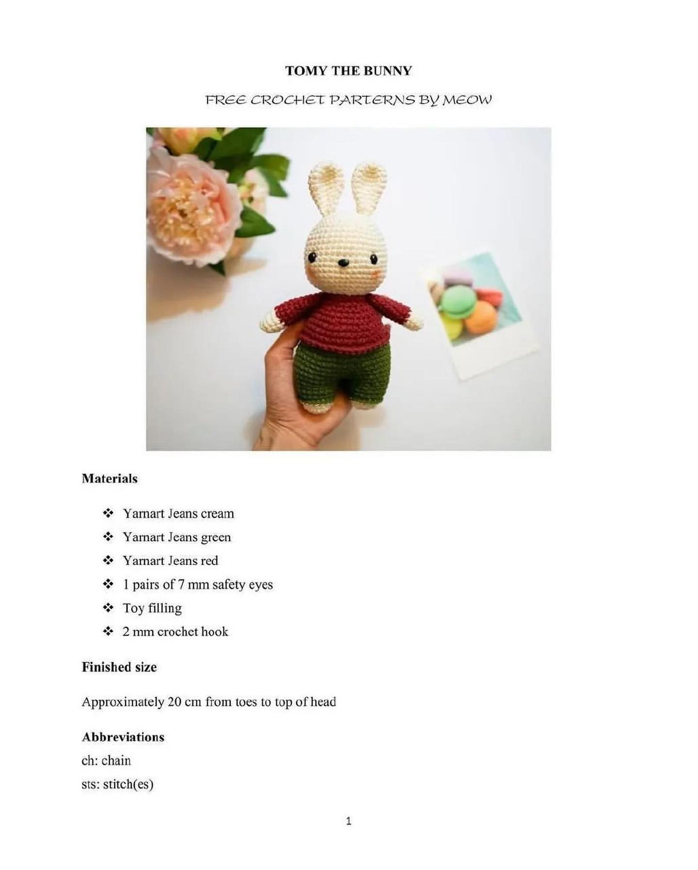 tomy the bunny free crochet pattern.