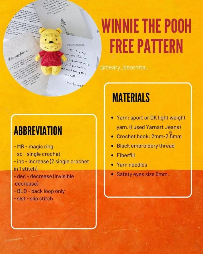 winnie the pooh free pattern bear