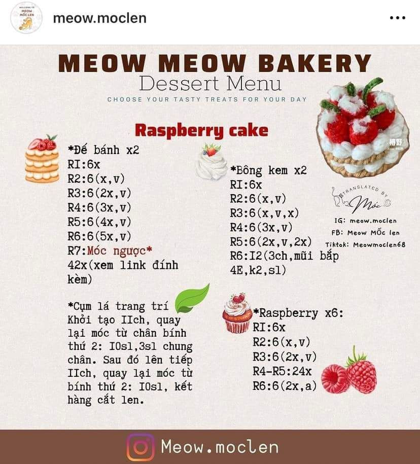 12 chart móc bánh, meow meow bakery, rabbit, french fries, happy birthday.
