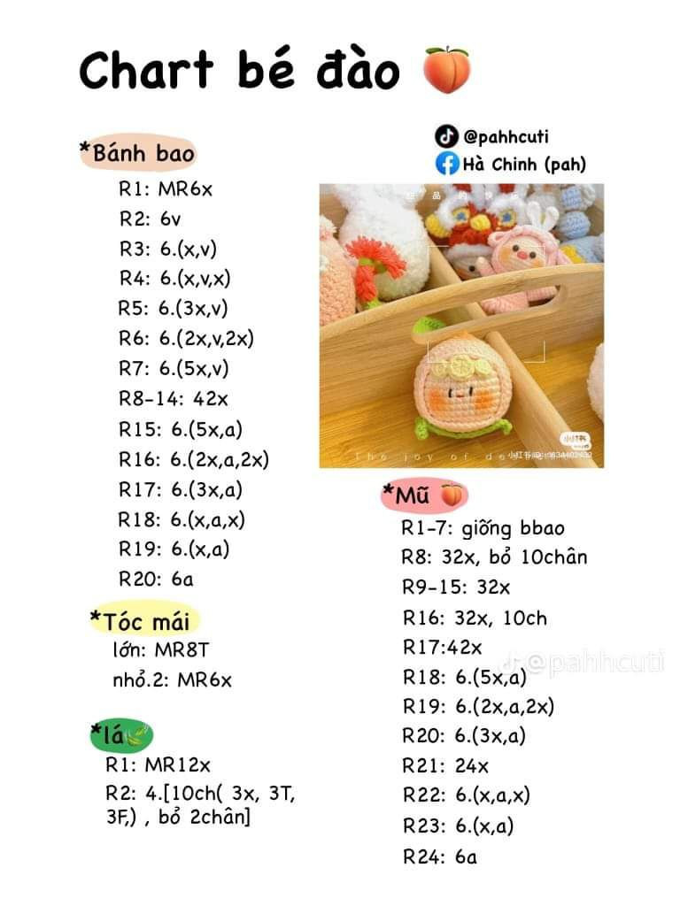 9 chart móc len đơn giản. Bé bánh quy, Hoa rồng, chart đầu mèo, cá xấu hoắc, ngôi sao nhỏ, em bé măng cụt, chart gà đội flower, chart bé đào, mực choáy nắng.