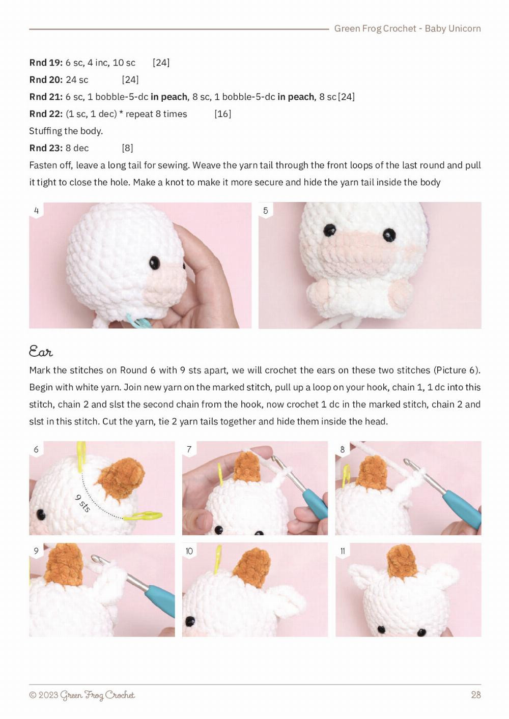 Bundle 7 Baby Animals, no sew amigurumi crochet patterns – Green Frog