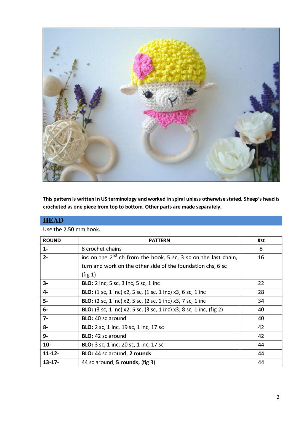 Baby Sheep Teether crochet pattern