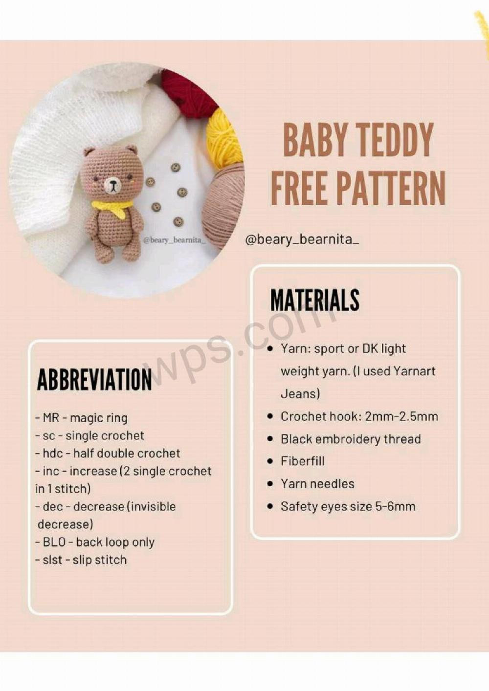 baby teddy free pattern