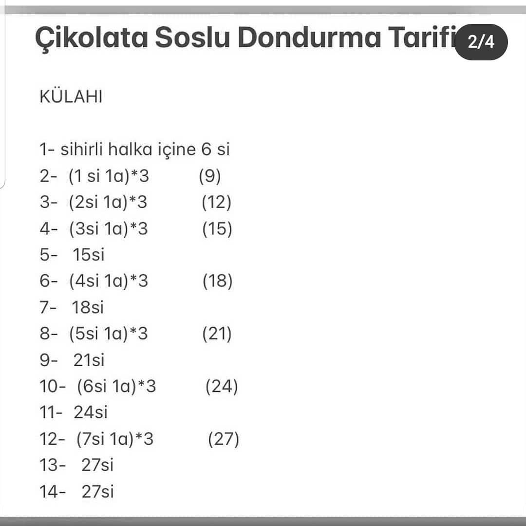 Bardak dondurma tığ işi modeli, mor dondurma kısmı, çikolata