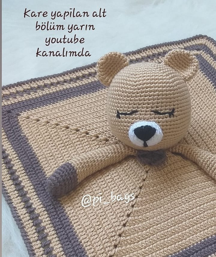 Boz ayı tığ işi deseni, beyaz namlu.