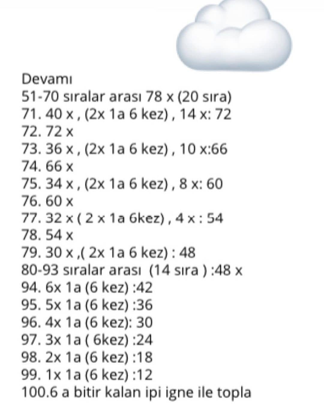 Bulut ve yağmur damlası tığ işi modeli.