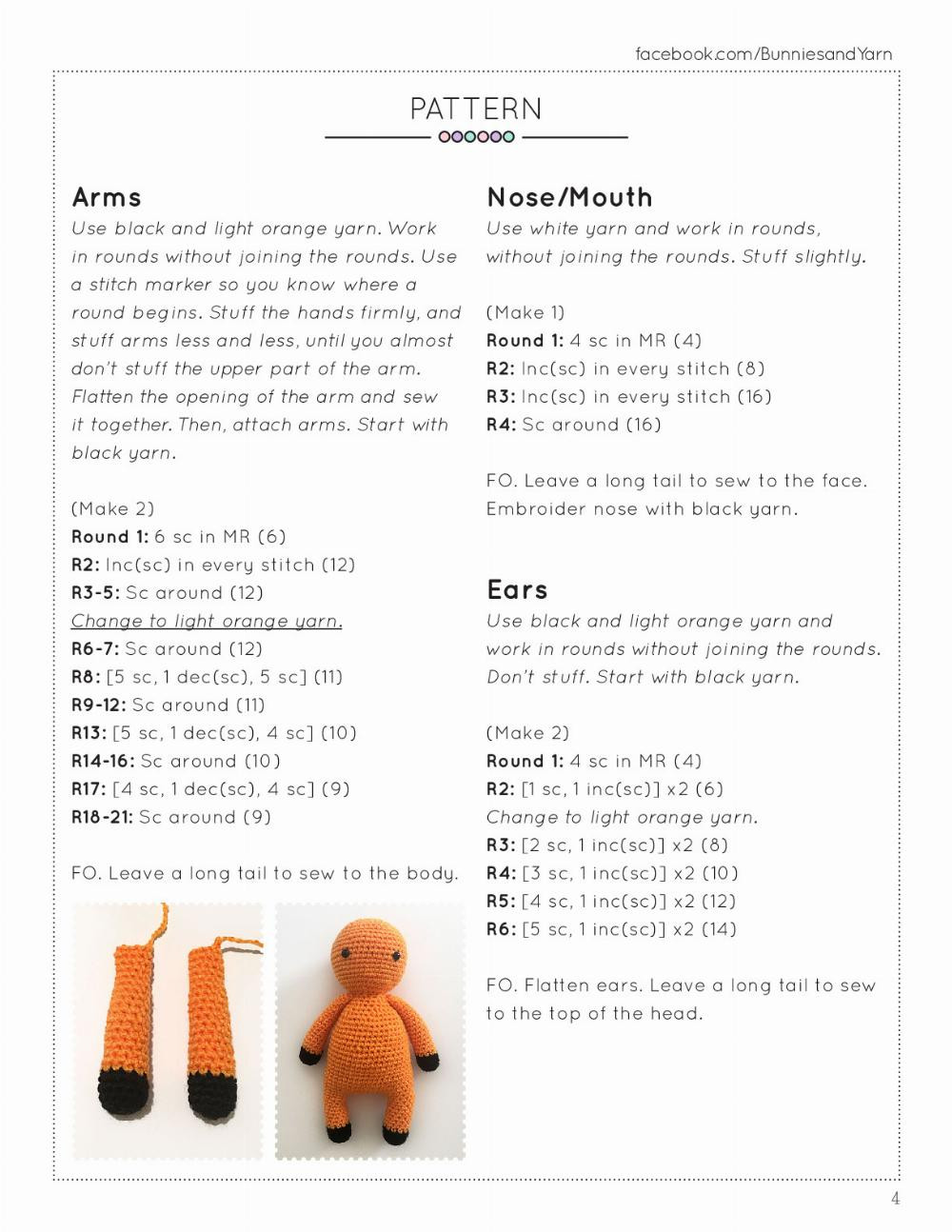 bunnies & yarn Sweet Fox Crochet Pattern