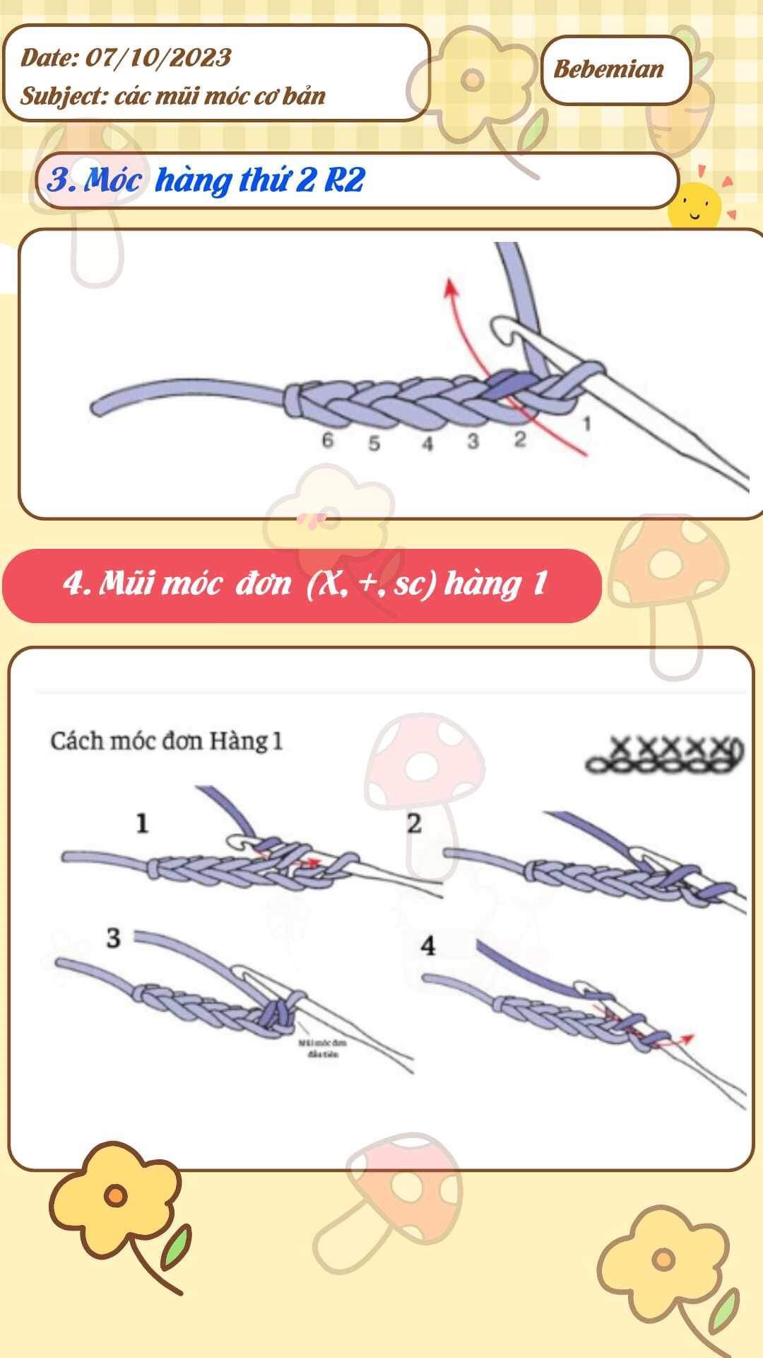 Các mũi móc cơ bản trong móc len