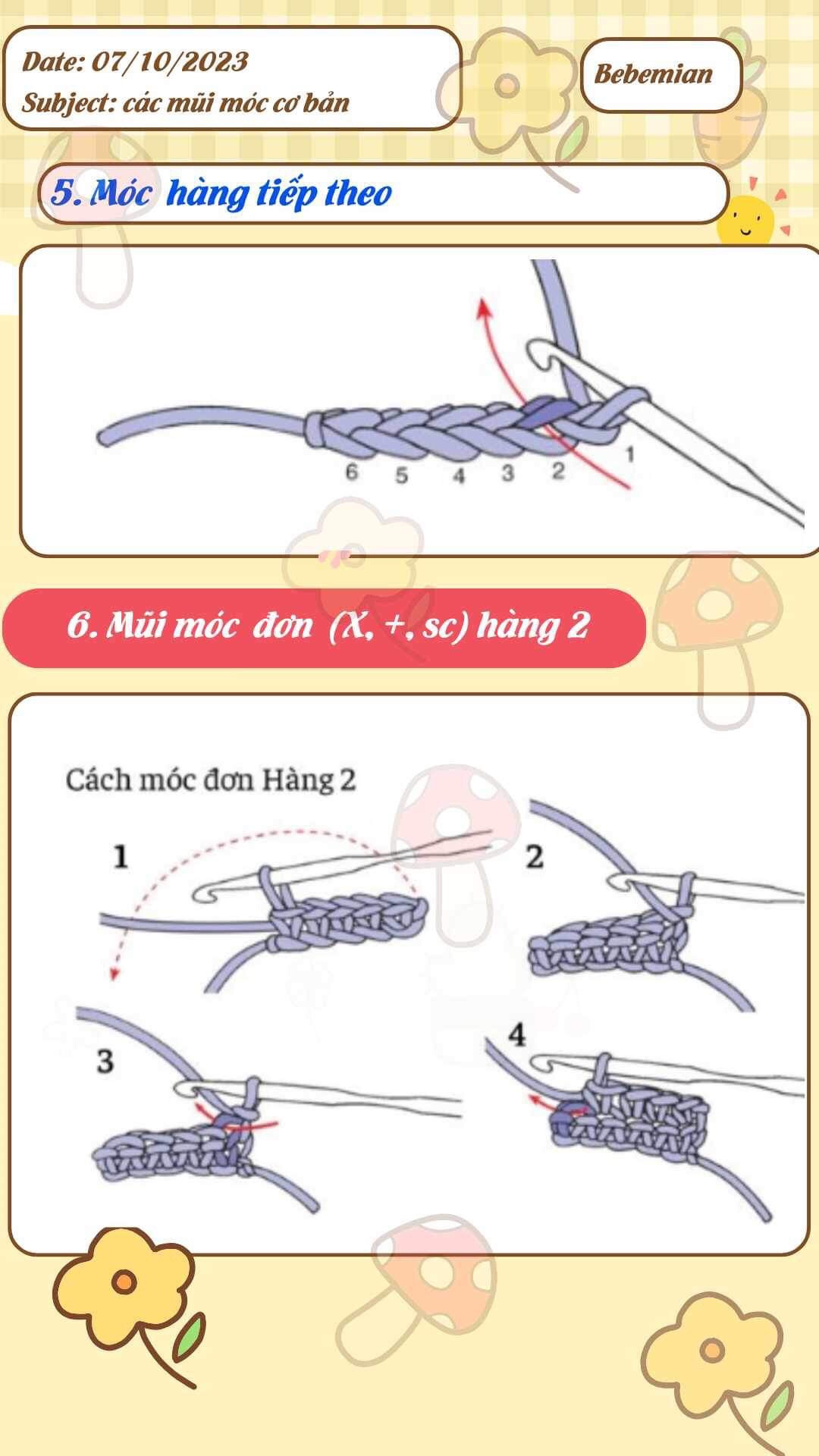 Các mũi móc cơ bản trong móc len