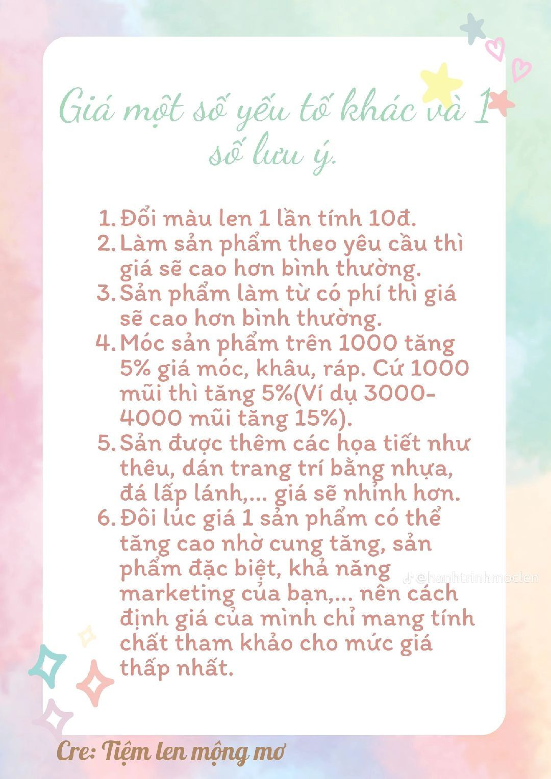 Cách tính tiền sản phẩm theo mũi móc (p2)