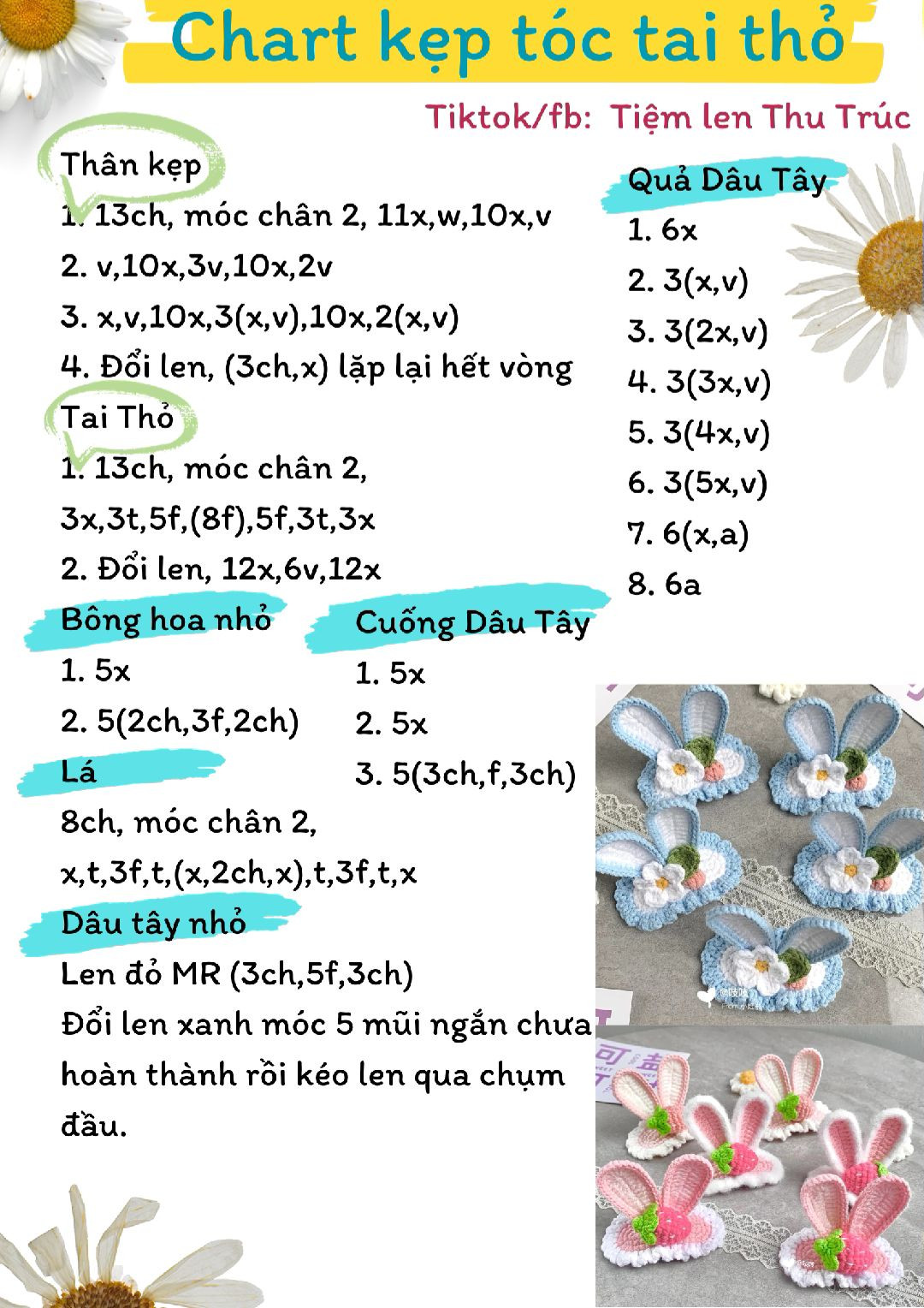 chart kẹp tóc tai thỏ