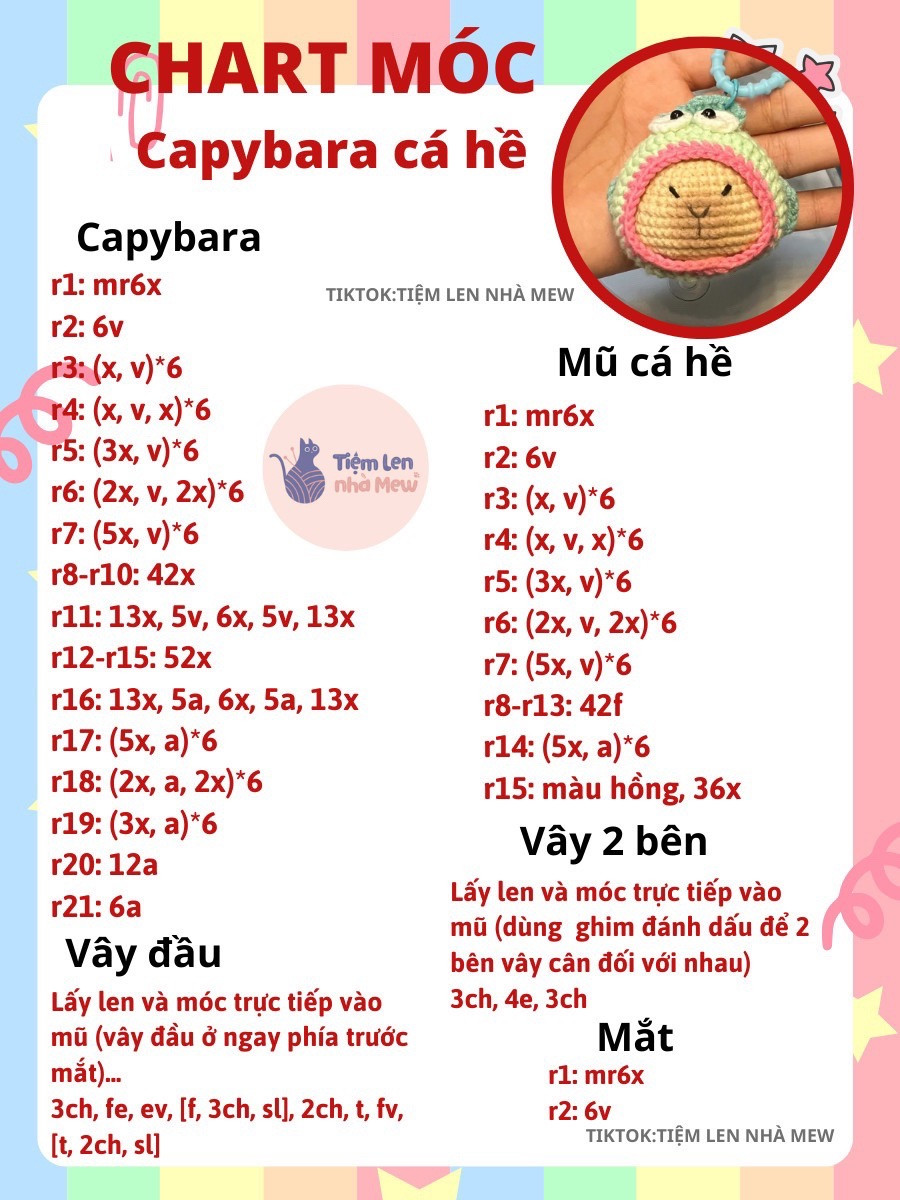 chart móc capybara cá hề