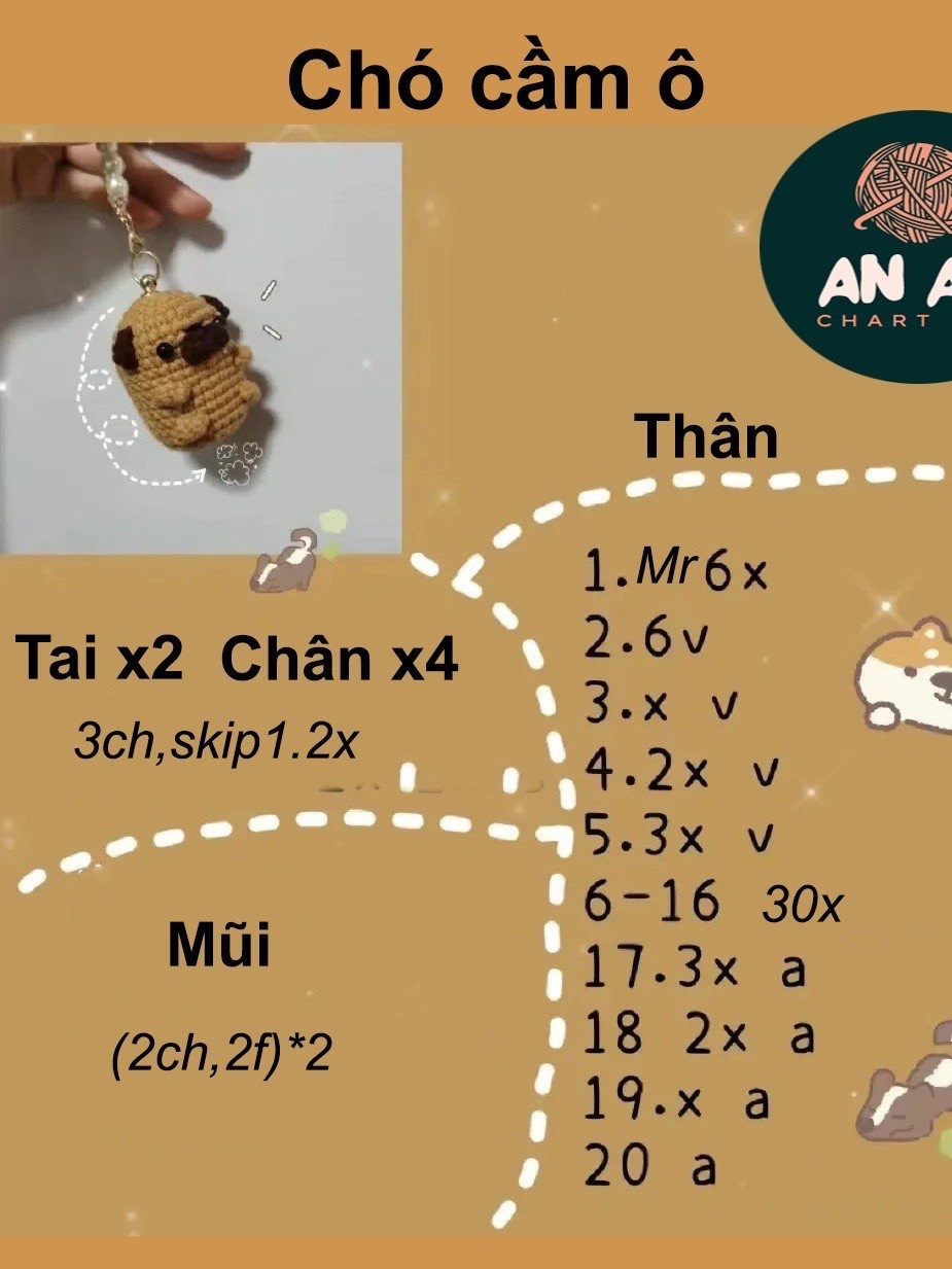 chart móc chó cầm ô