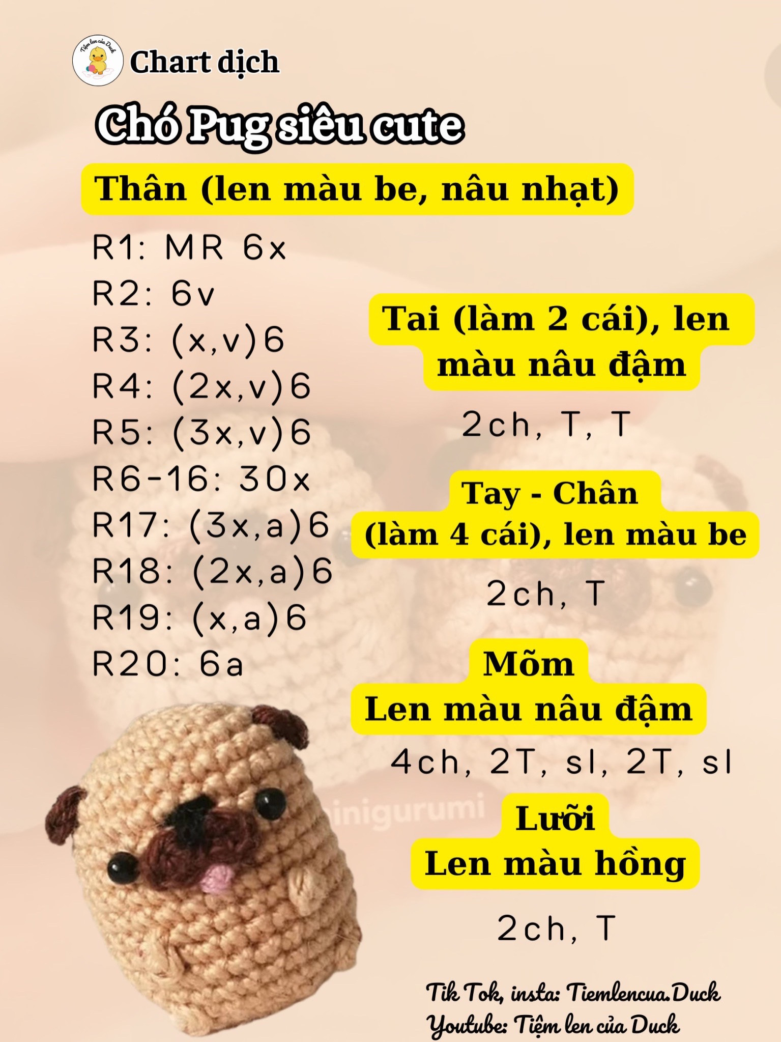 chart móc chó pug cute