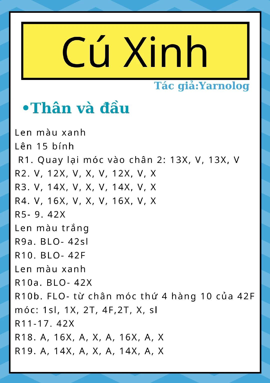 chart móc cú xinh quấn khăn màu trắng