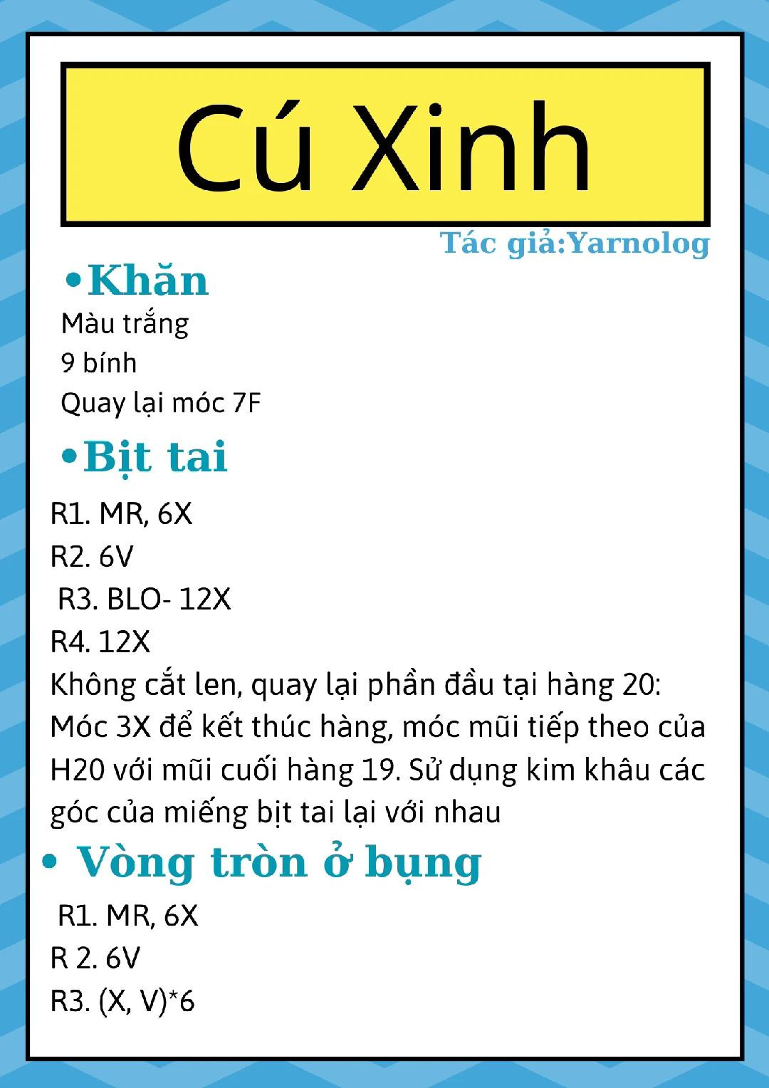 chart móc cú xinh quấn khăn màu trắng