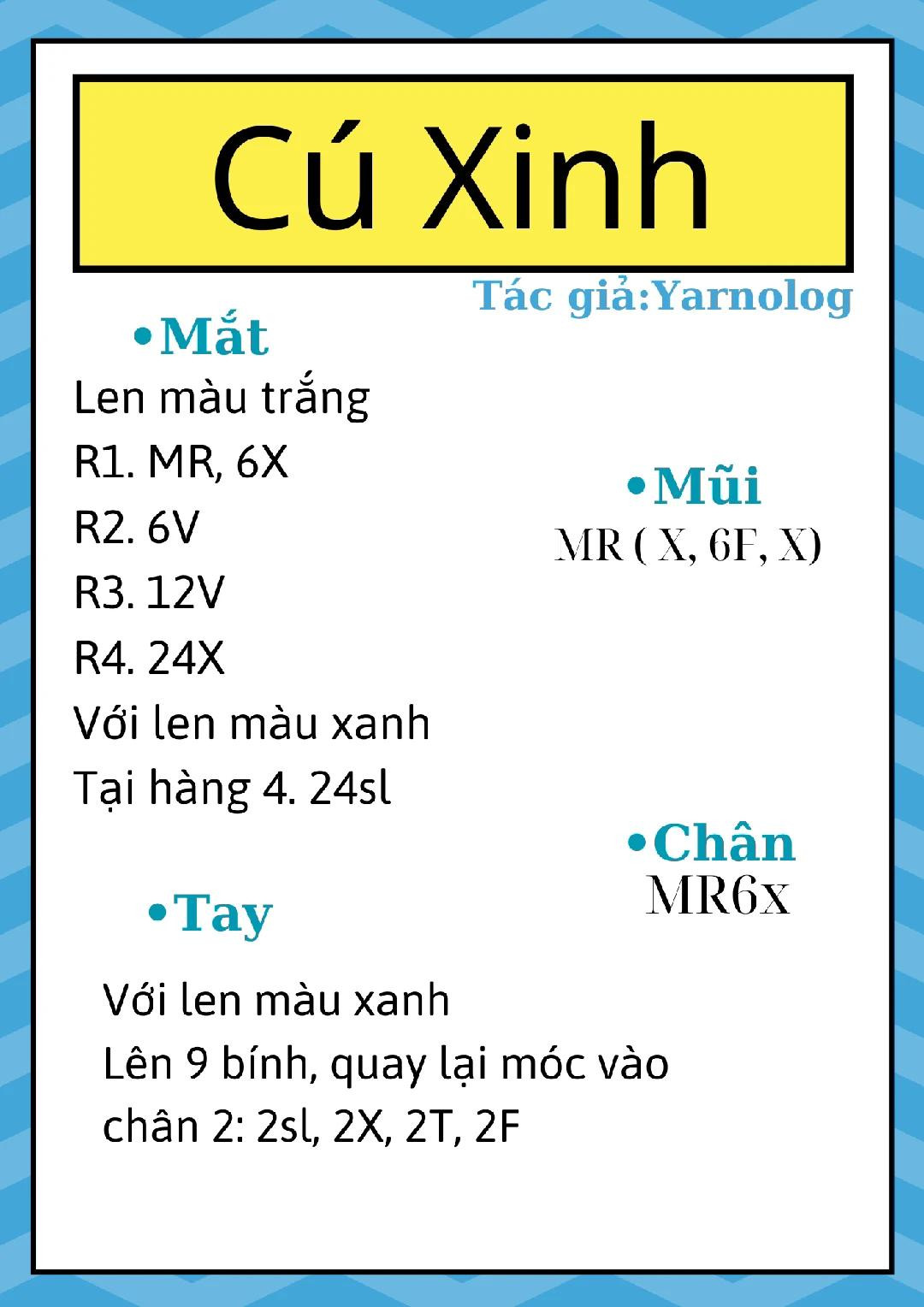 chart móc cú xinh quấn khăn màu trắng