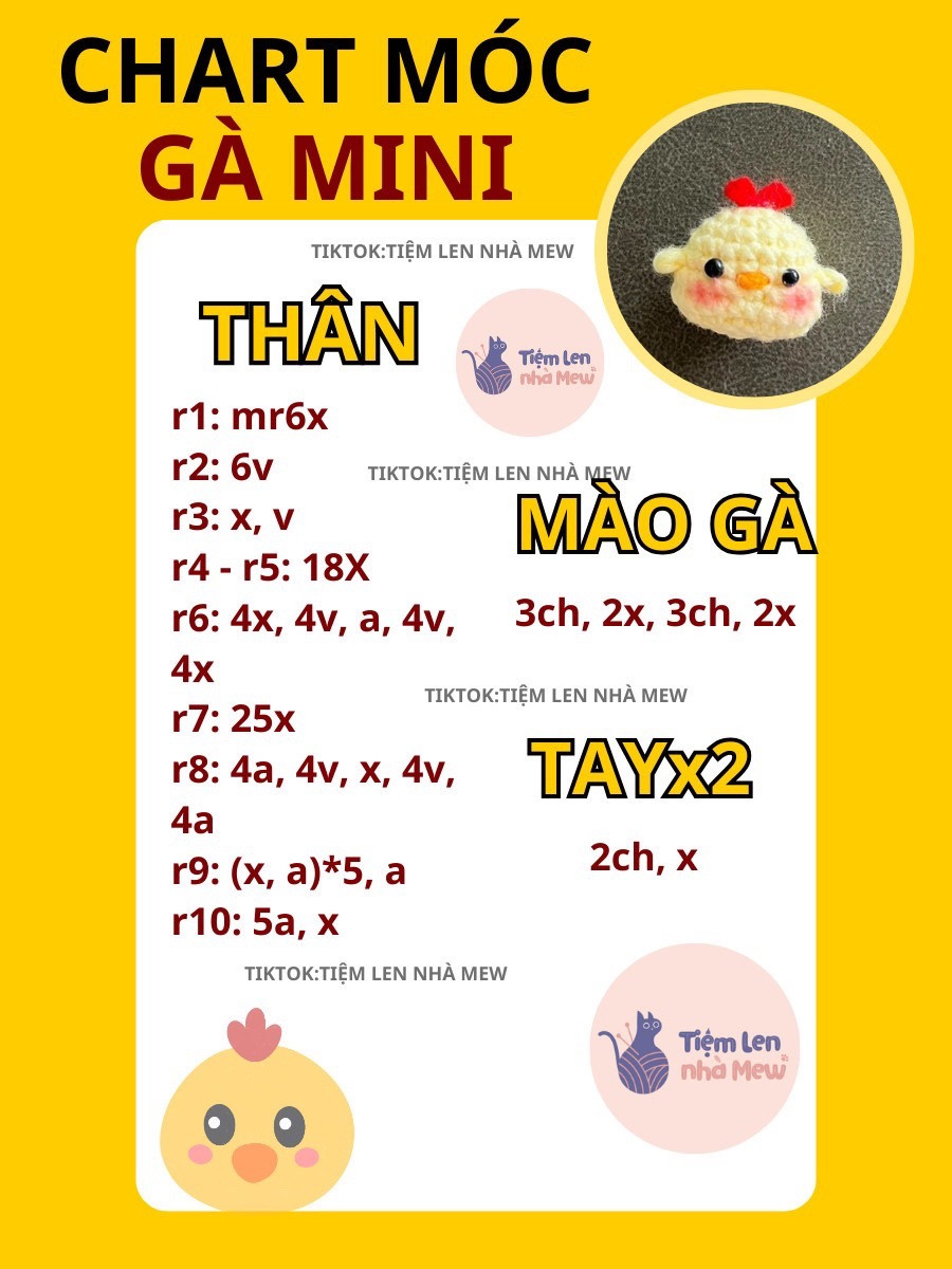 chart móc gà mini