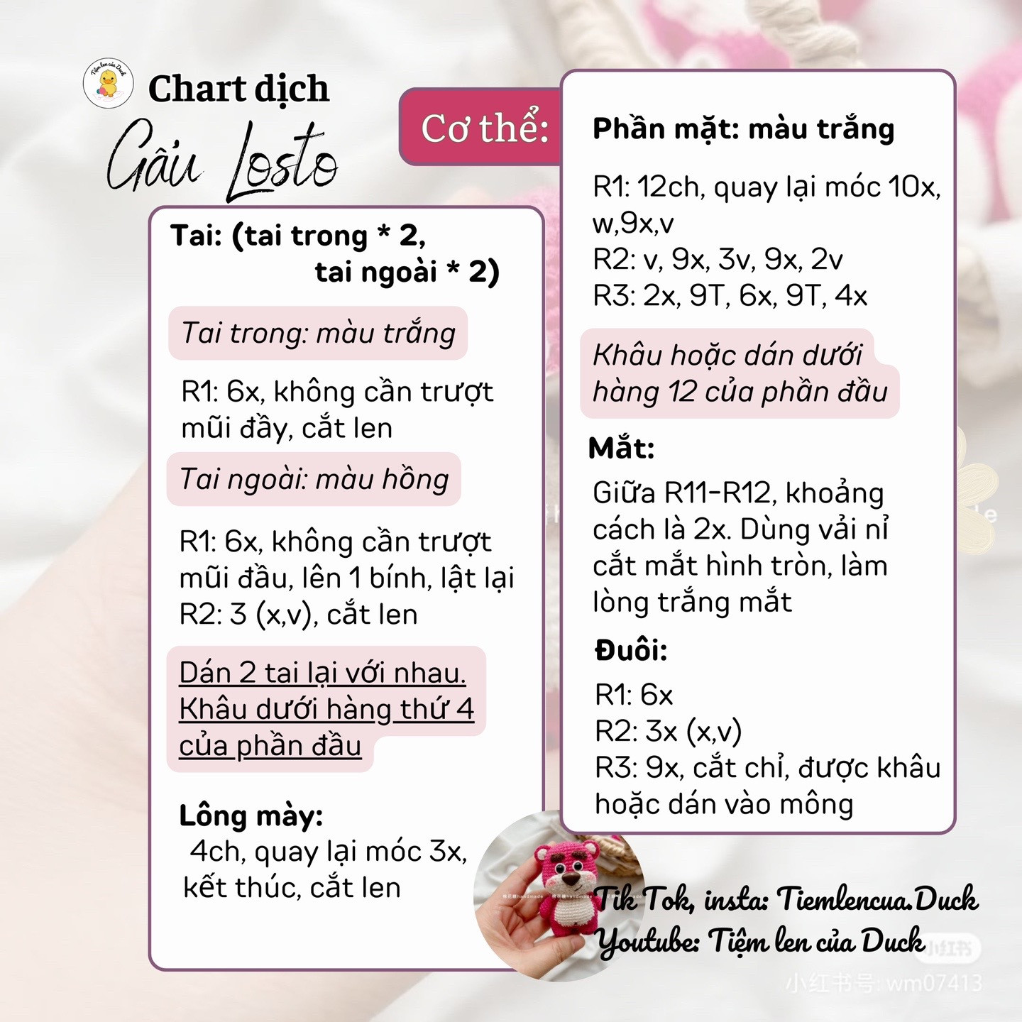 chart móc gấu losto