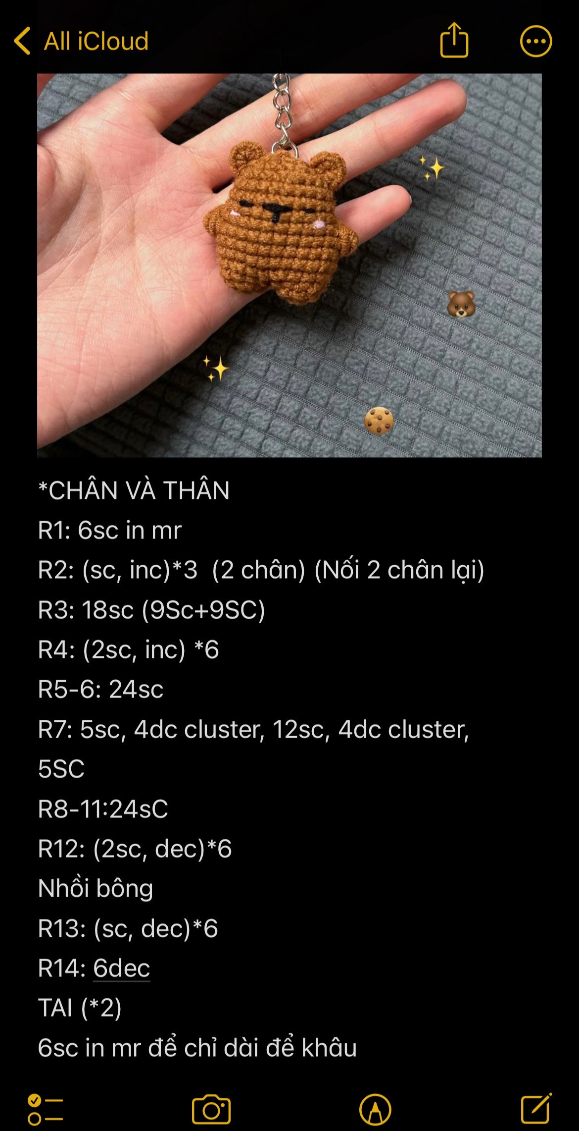 chart móc len bánh gấu, pattern bánh gấu.