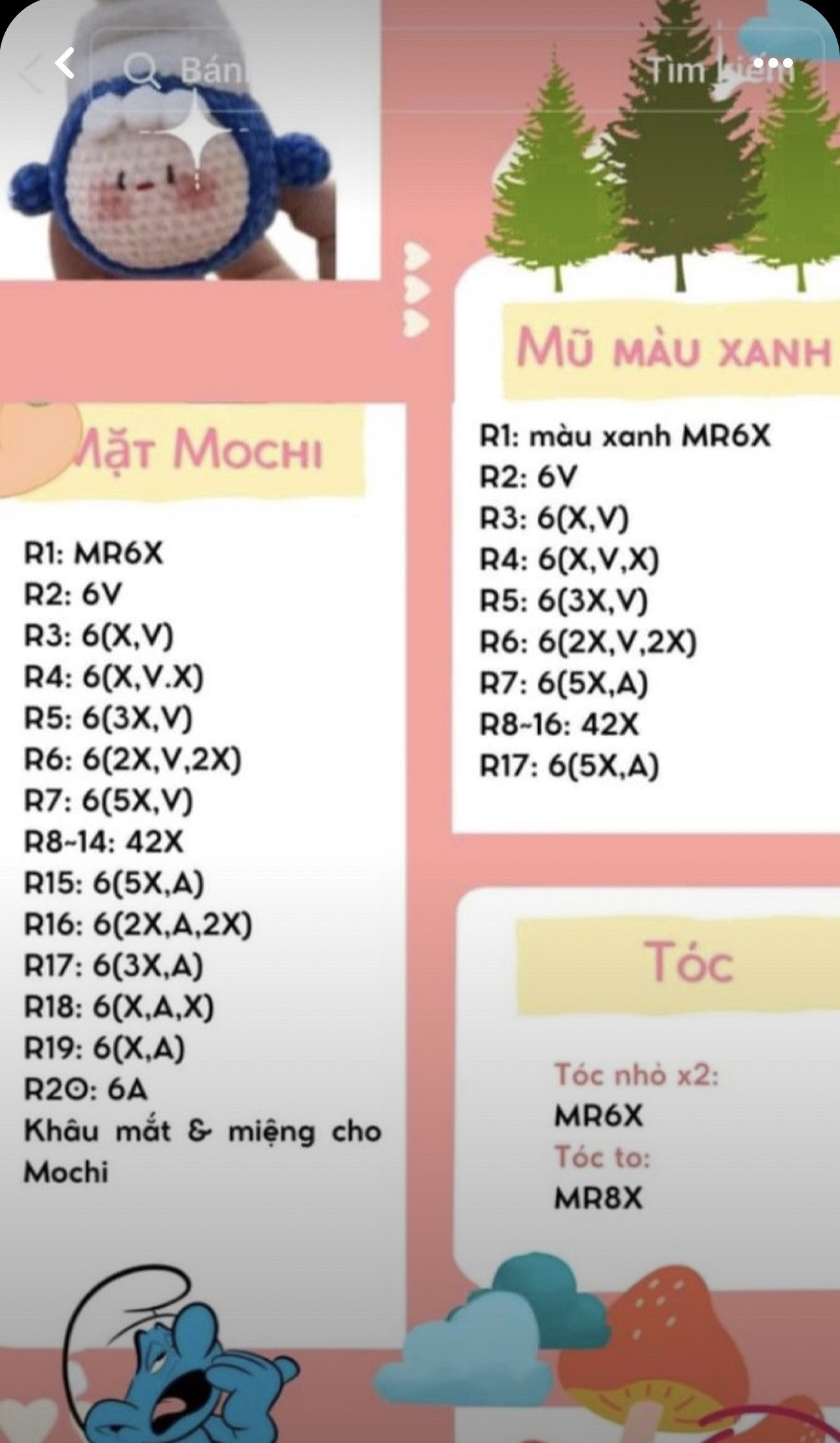 chart móc len bé mochi xì trum