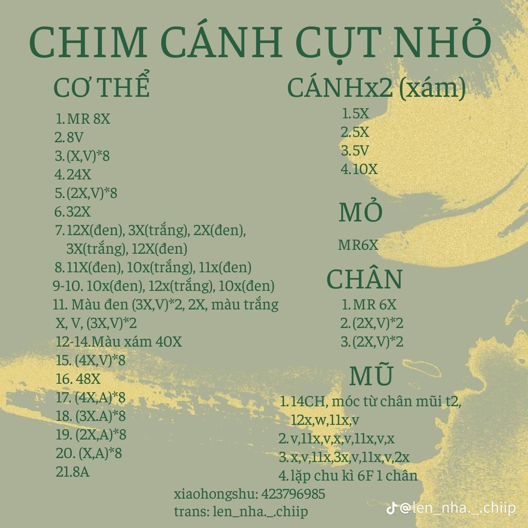 chart móc len chim cánh cụt nhỏ