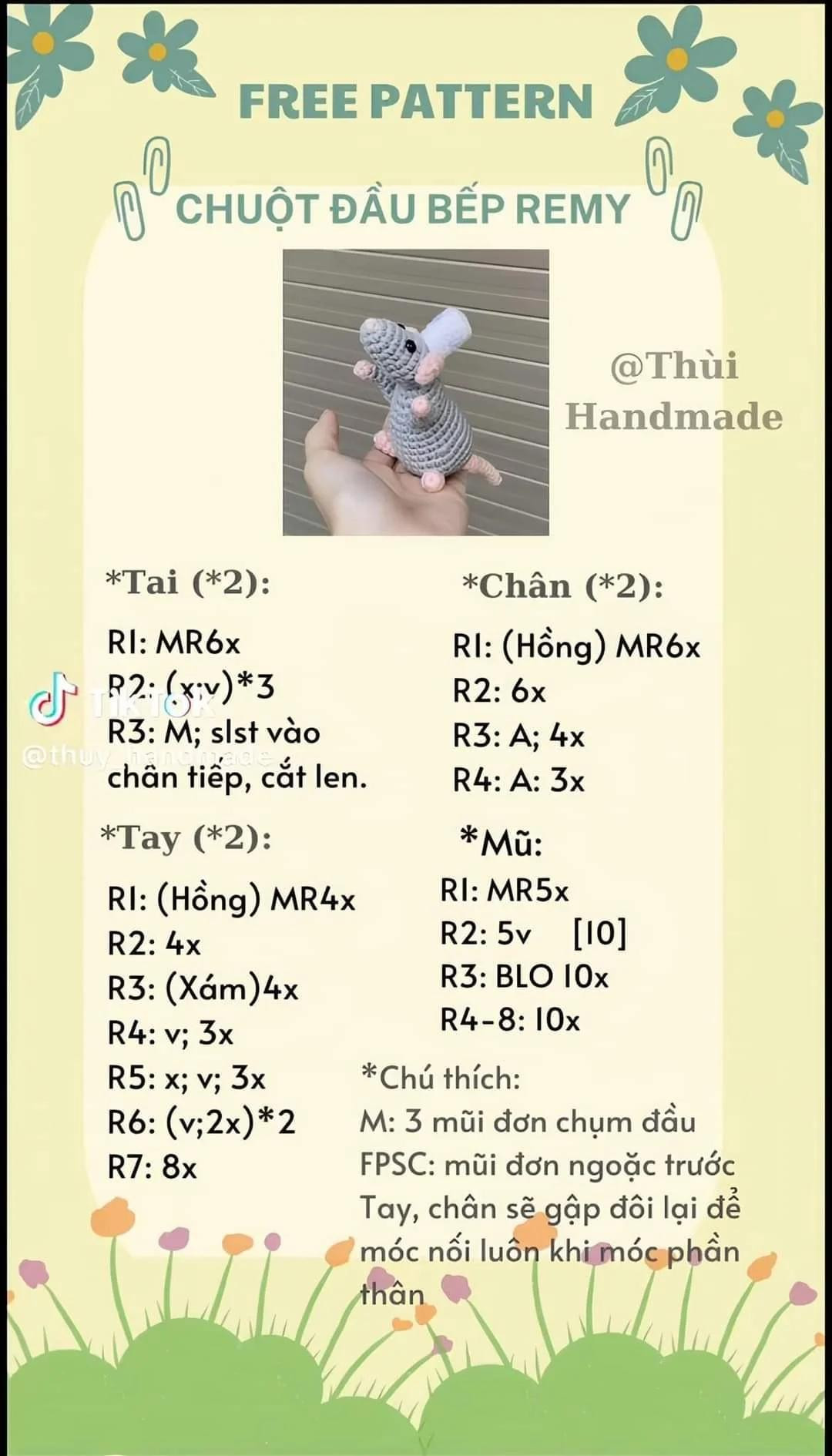 chart móc len chuột đầu bếp remy