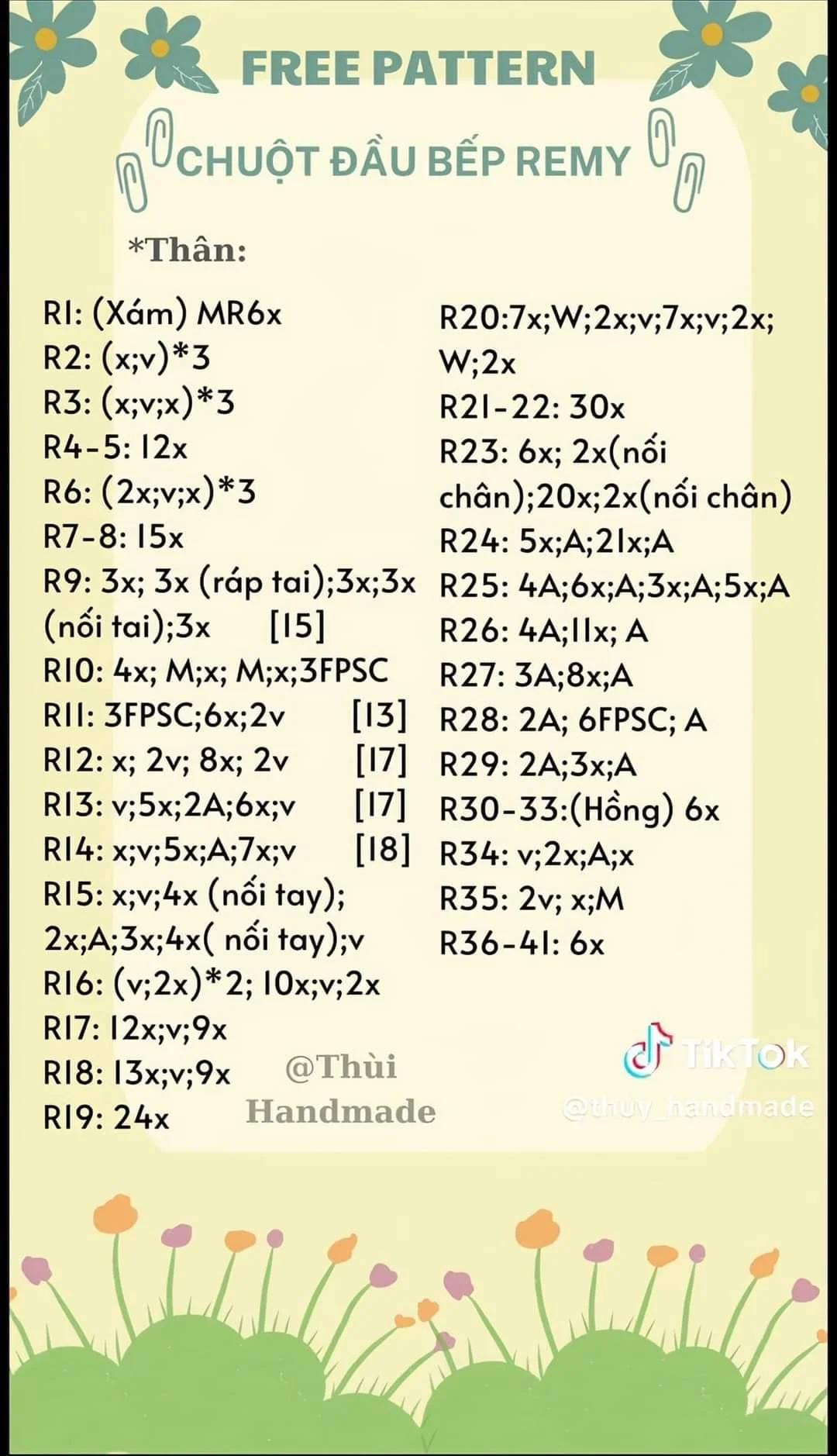 chart móc len chuột đầu bếp remy