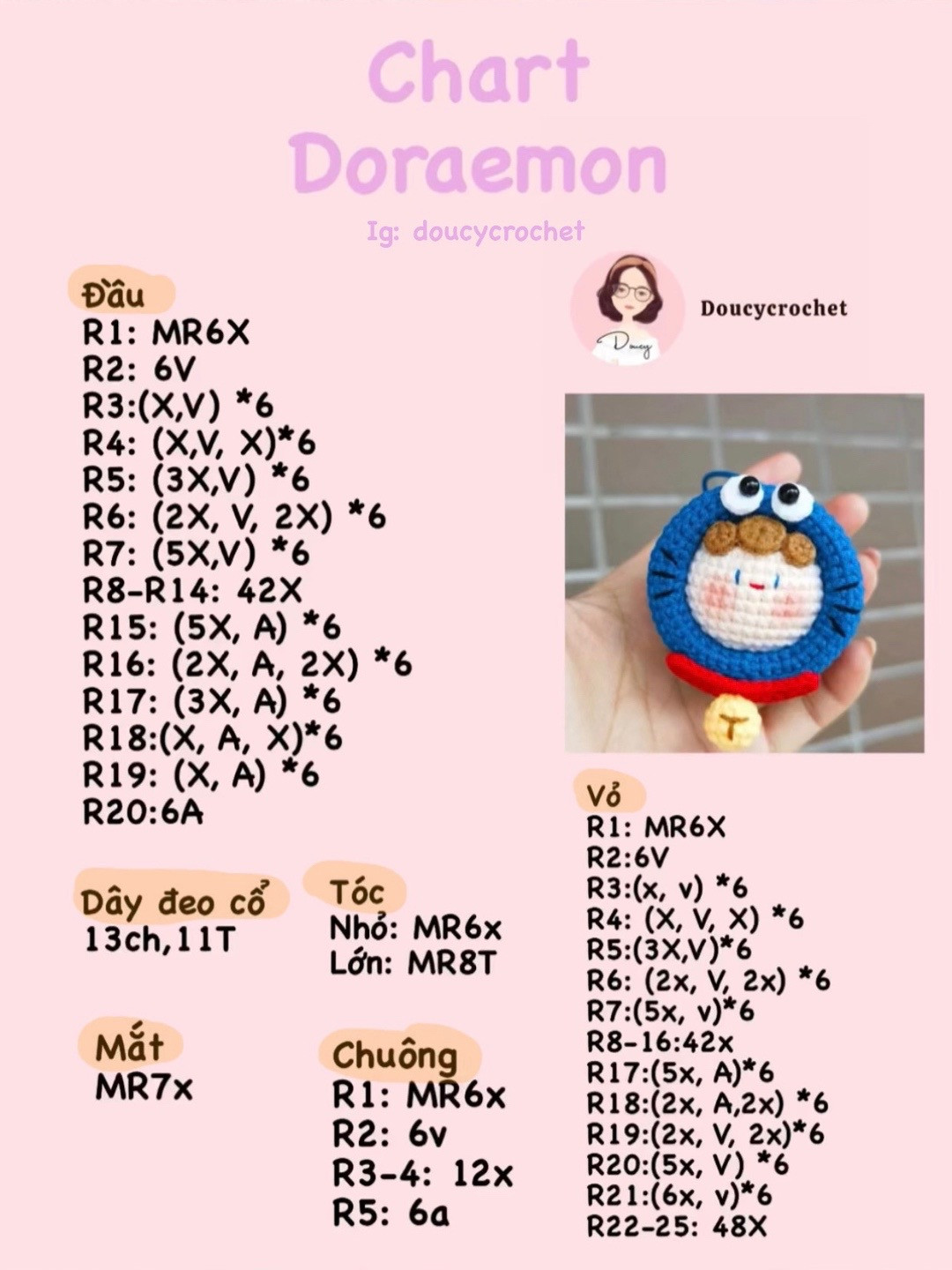 chart móc len doraemon