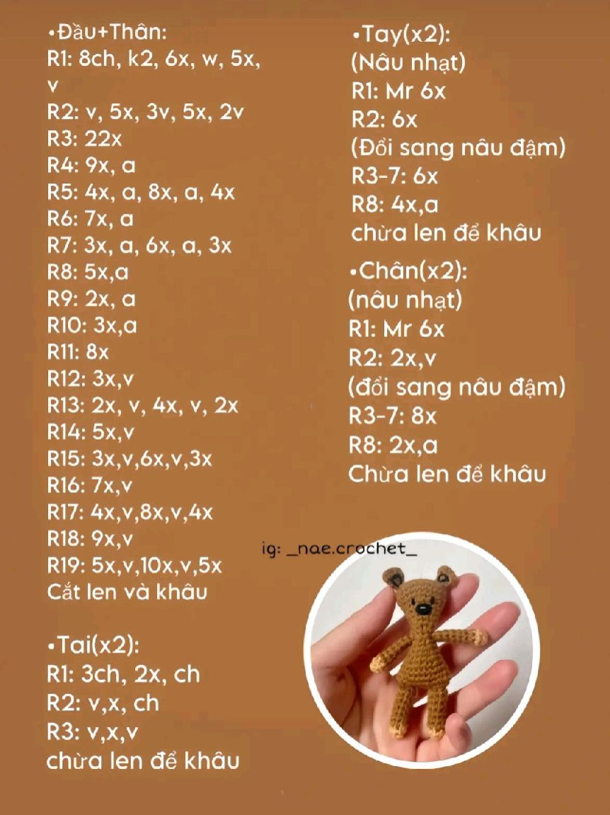 chart móc len gấu teddy