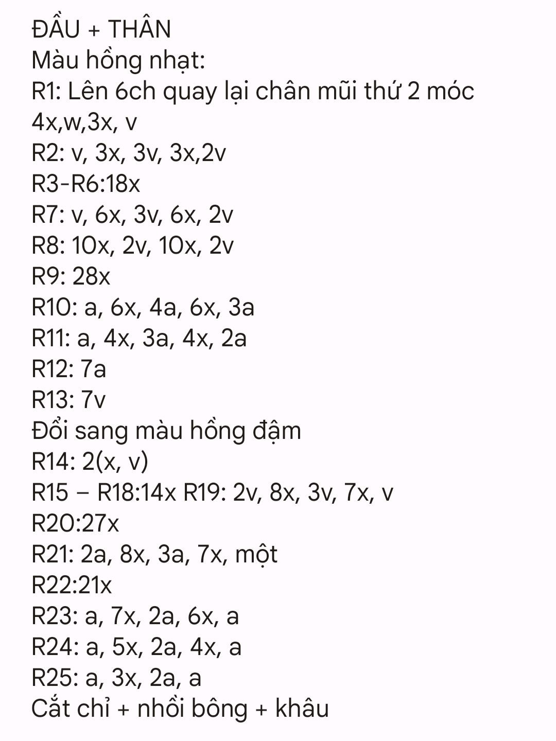 chart móc len heo piglet