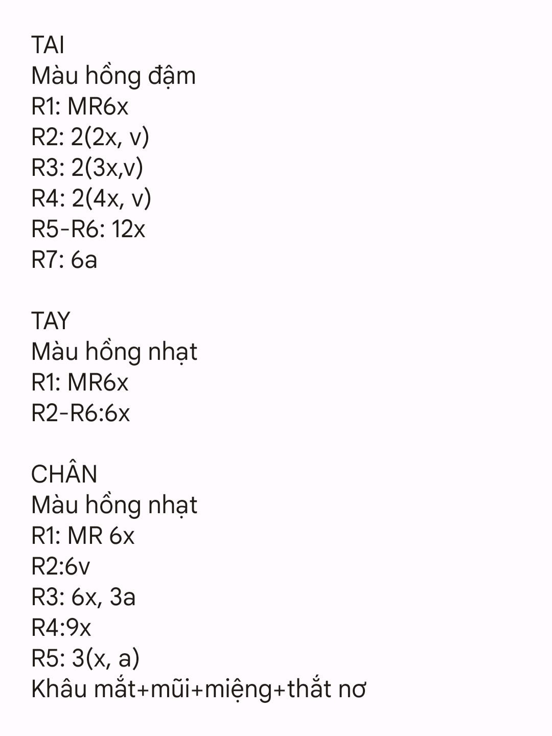 chart móc len heo piglet