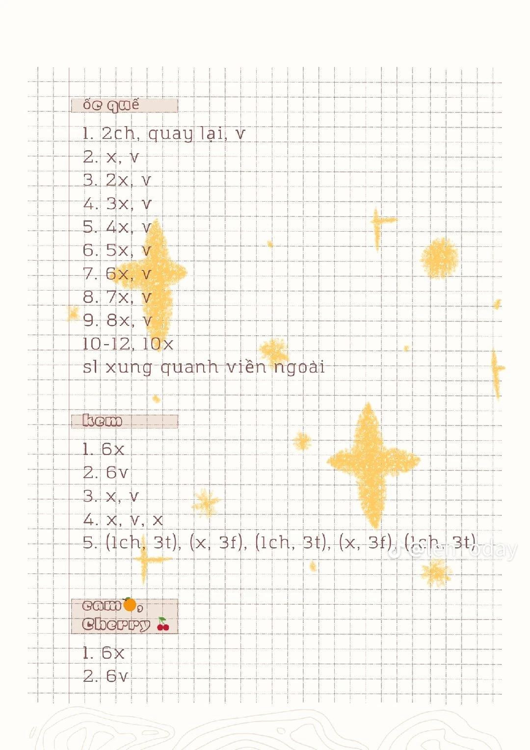 chart móc len kẹp tóc kem ốc quế.