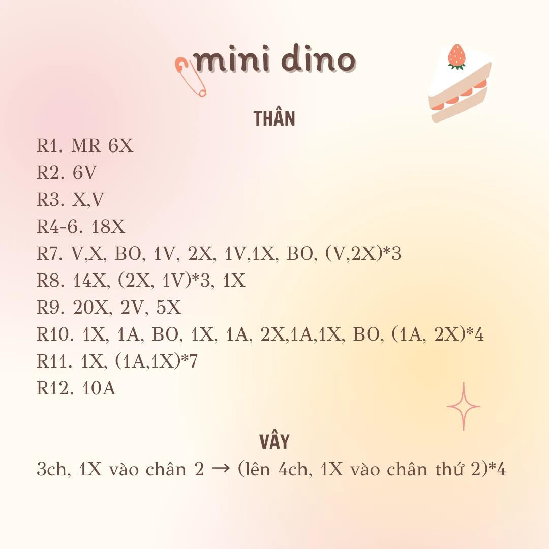 chart móc len khủng long mini dino