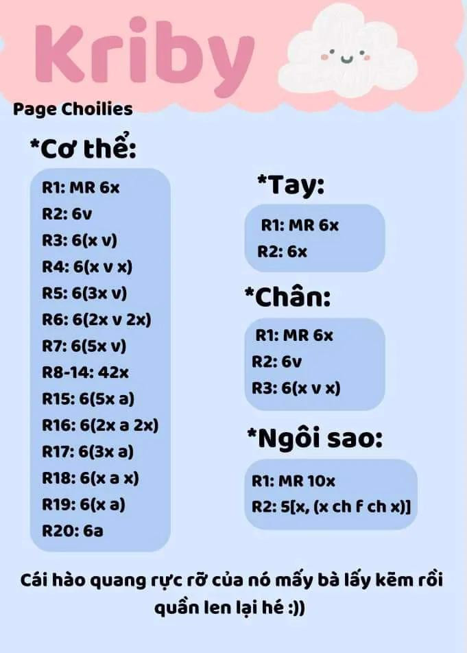 chart móc len kriby