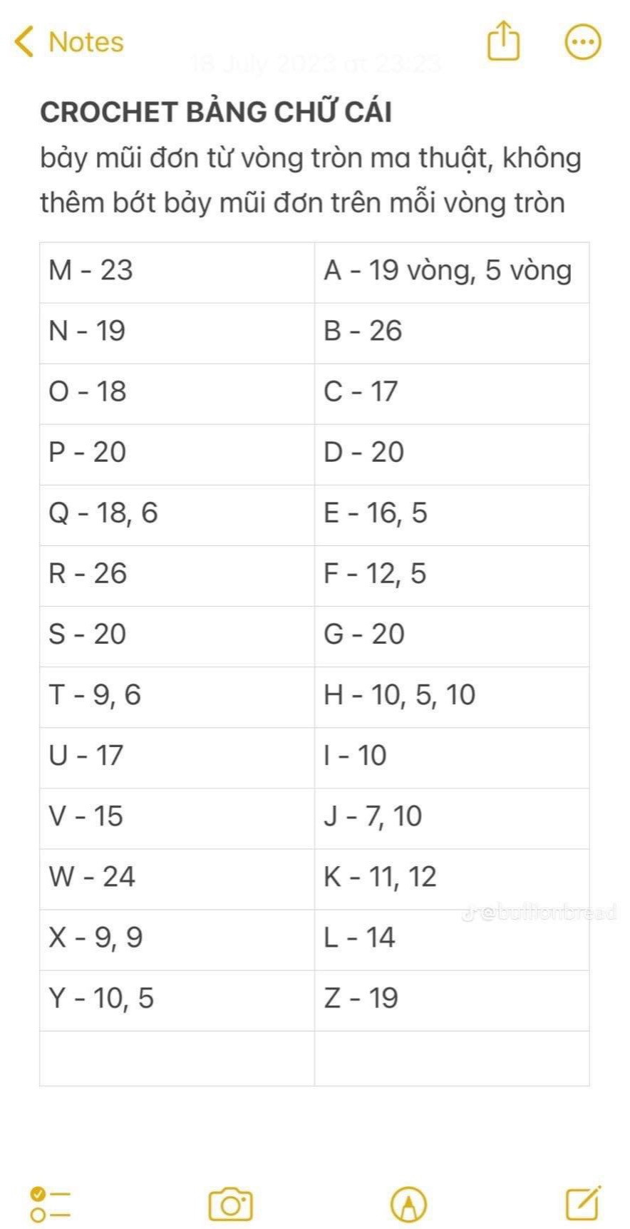 chart móc len móc khóa bảng chữ cái