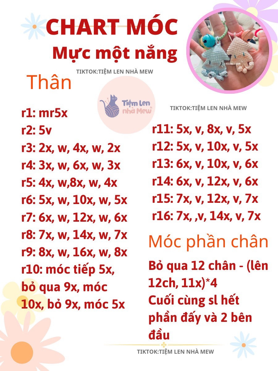 chart móc len móc khóa mực một nắng