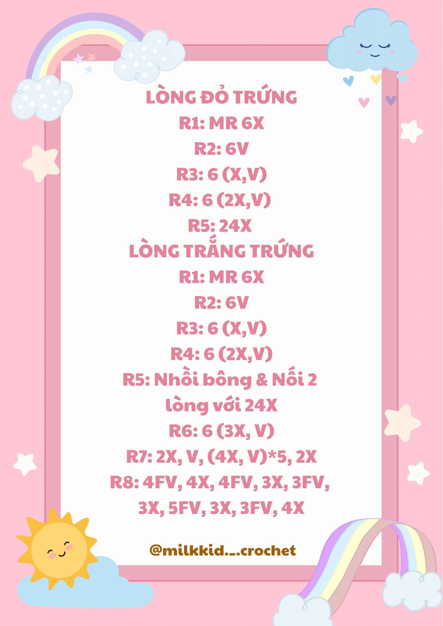 chart móc len móc khóa trứng ốp la.