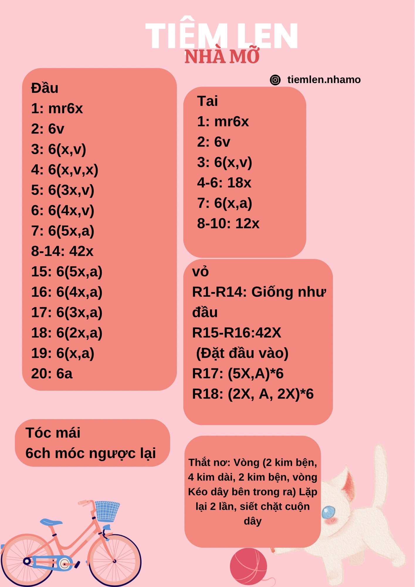 chart móc len mochi bé thỏ