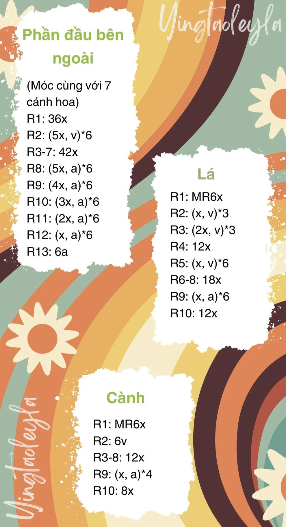 chart móc len mochi hoa bảy màu