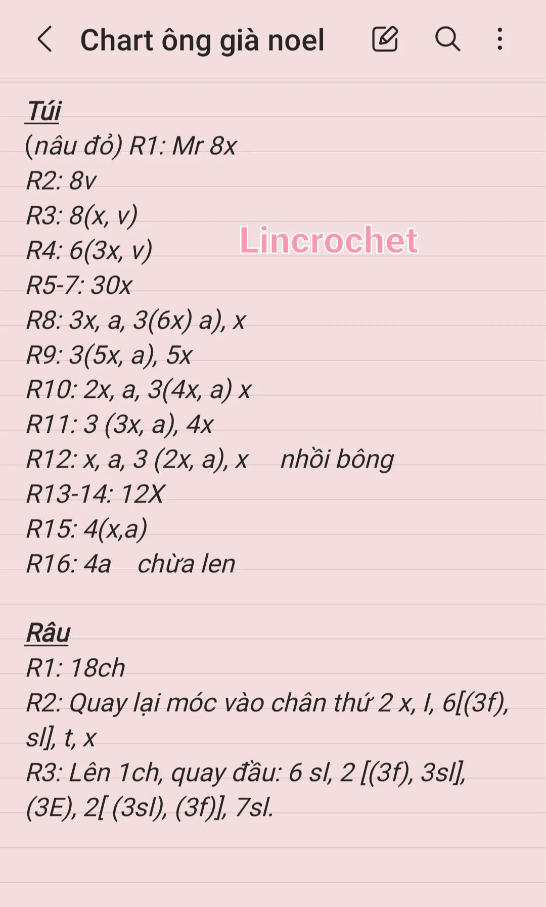 chart móc len ông già noel